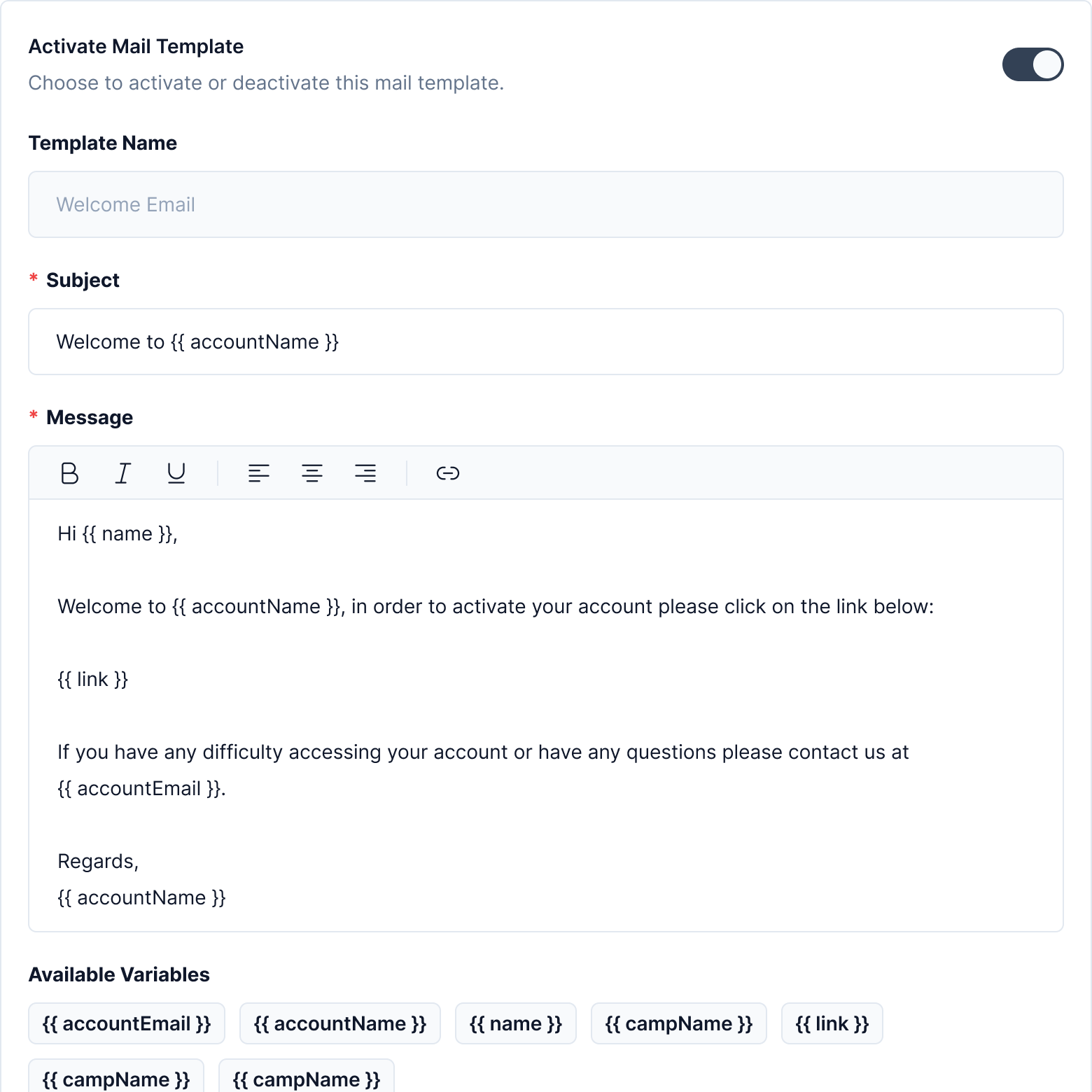 Custom email templates